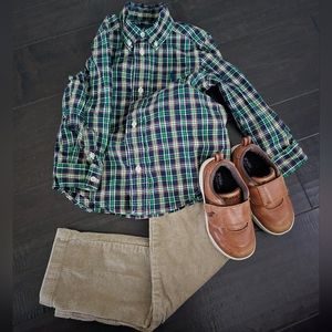 Polo Ralph Lauren Toddler boy outfit SHIRT PANTS & SHOES size 3T shoes size 8